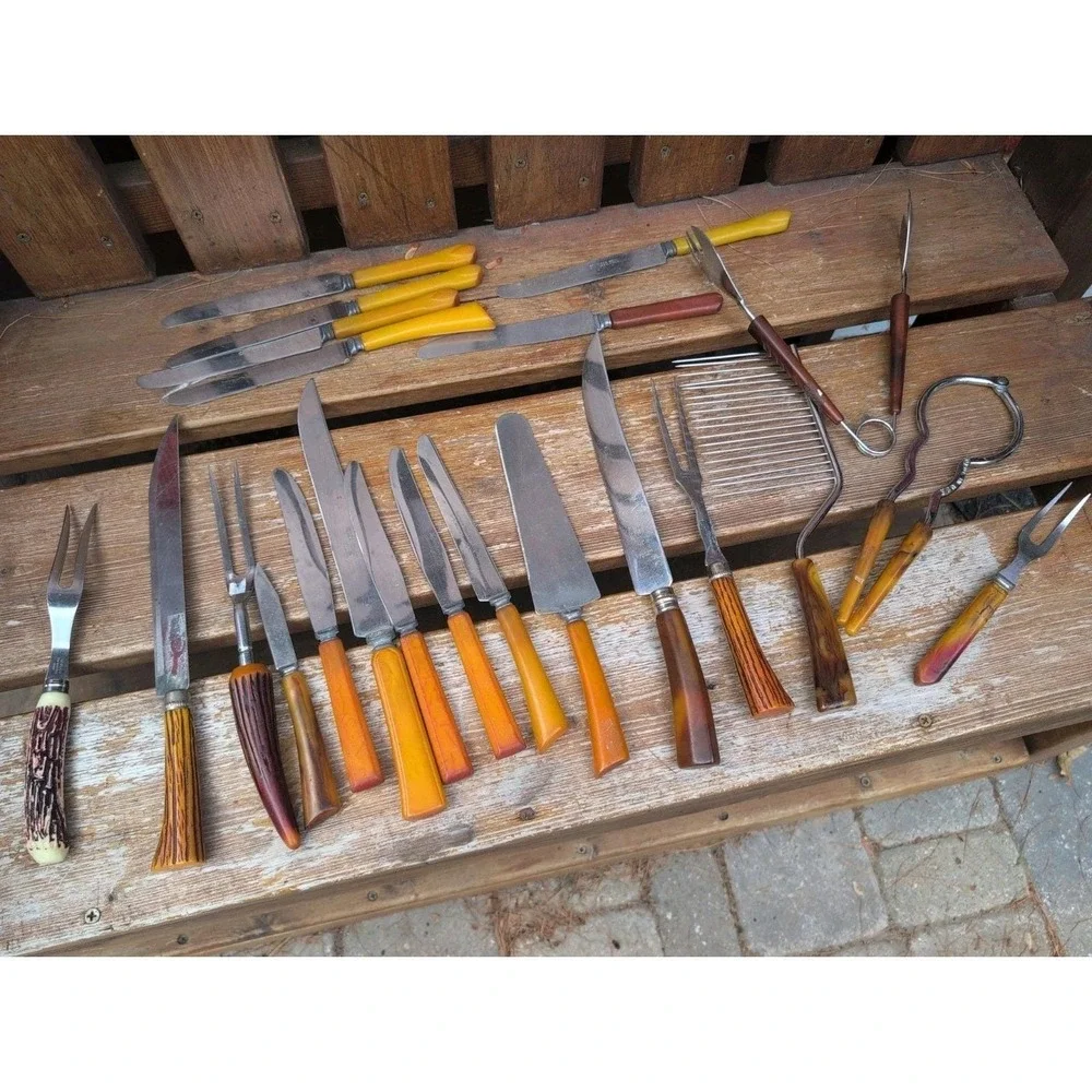 vtg. MCM Bakelite Kitchen Utensils Set Of 22